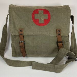 Military vintage-style canvas medic crossbody messenger bag